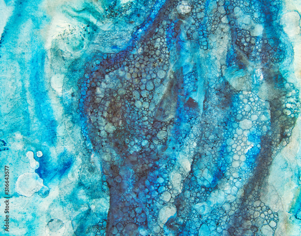Watercolor painting flowing abstract