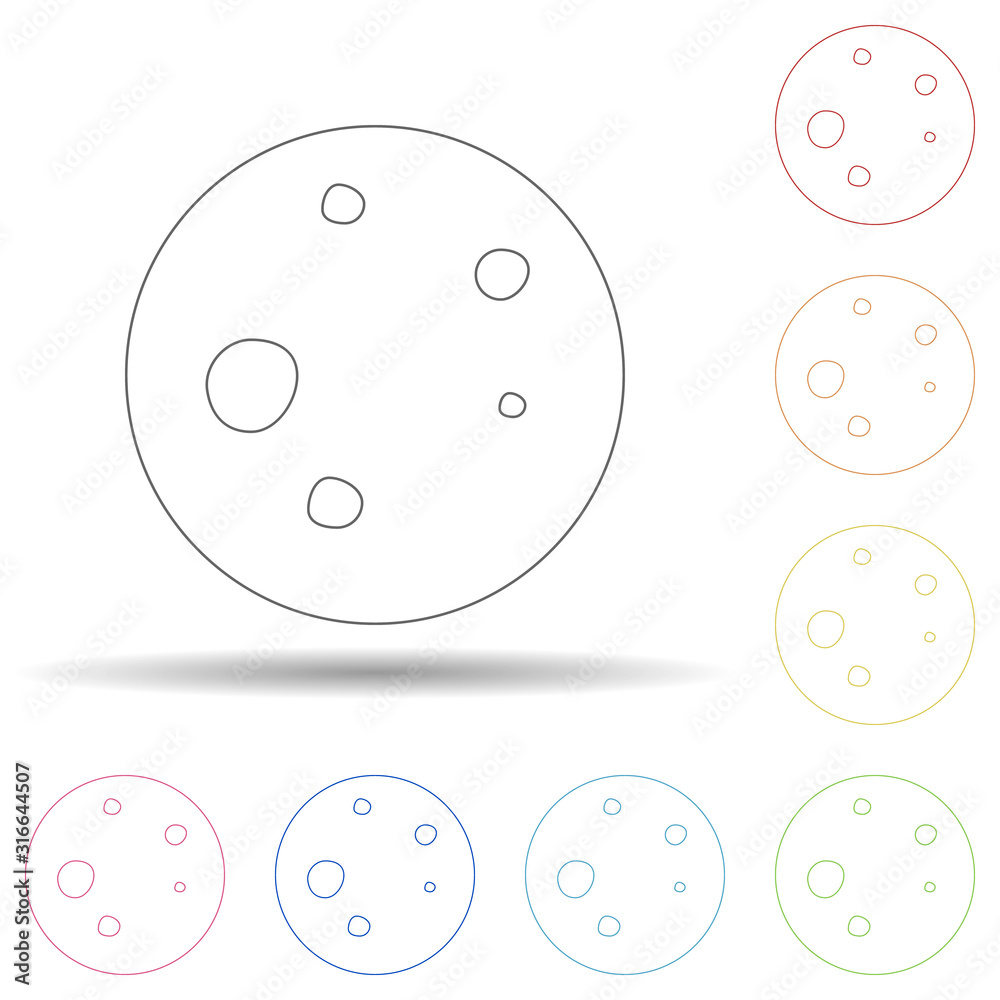 Fototapeta premium Moon in multi color style icon. Simple thin line, outline vector of space icons for ui and ux, website or mobile application