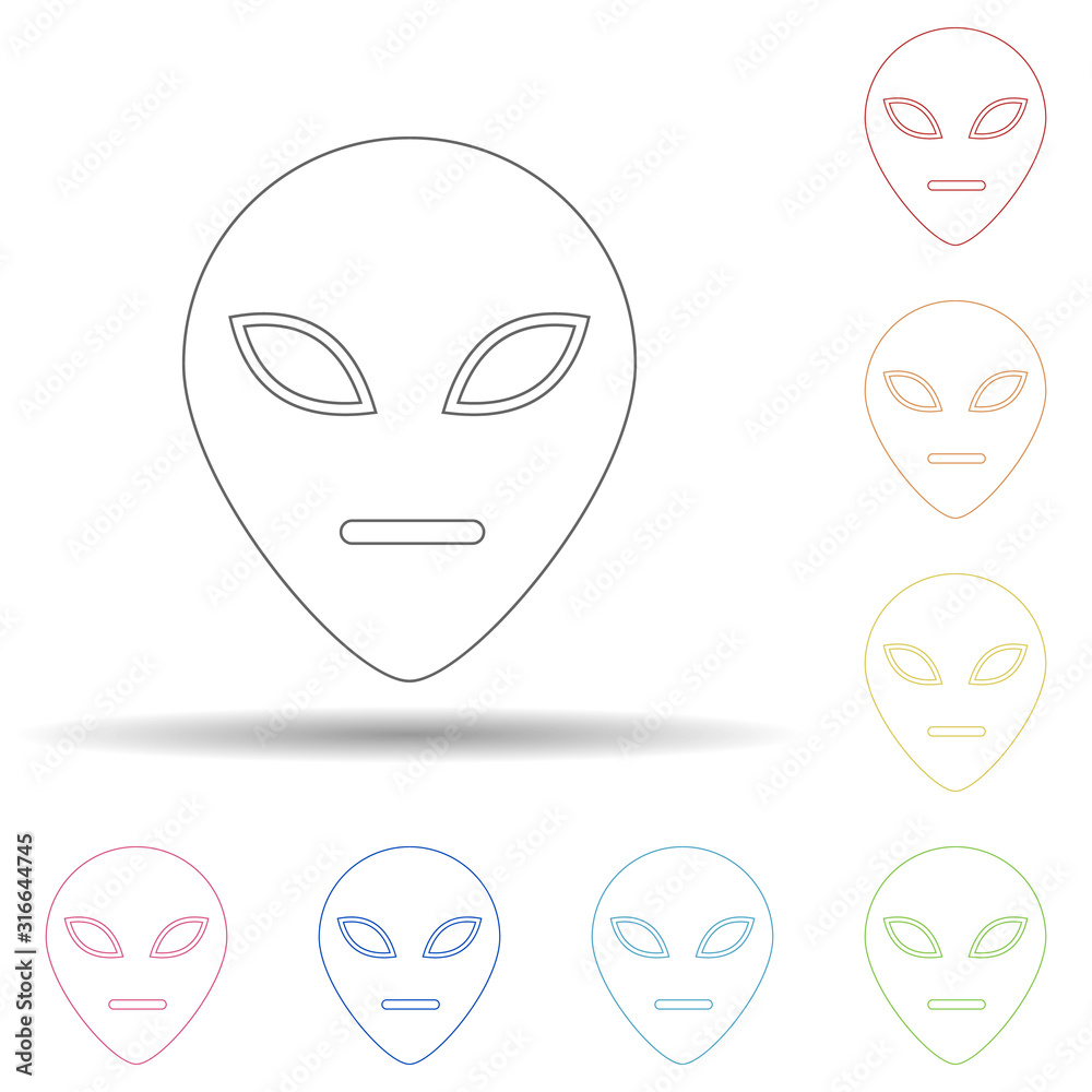 Alien in multi color style icon. Simple thin line, outline vector of space icons for ui and ux, website or mobile application
