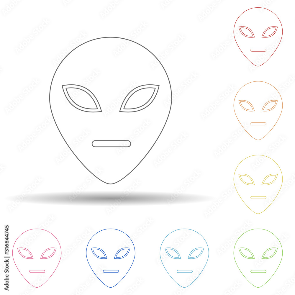 Alien in multi color style icon. Simple thin line, outline vector of space icons for ui and ux, website or mobile application Alien in multi color style icon. Simple thin line, outline vector of space icons for ui and ux, website or mobile application