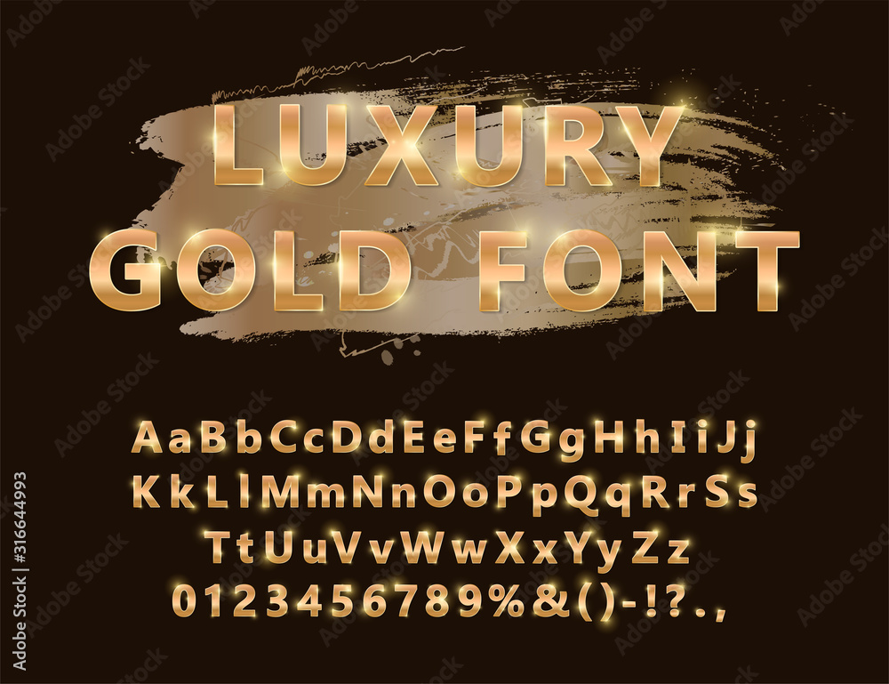 Calligraphic Golden Letters. Vintage Elegant Gold Font. Luxury Vector  Script Stock Vector - Illustration of graphic, metallic: 106356364