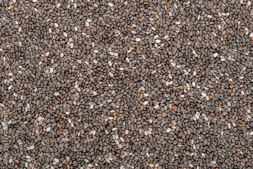 The chia seeds. Healthy superfood. Top view.