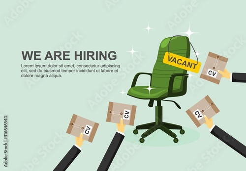 Business hiring and recruiting concept. We are hiring, banner concept, vacant position.