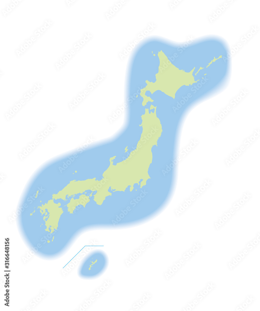 海に囲まれた日本地図のイラスト グラフィック素材 排他的経済水域のイメージ Stock Vector Adobe Stock