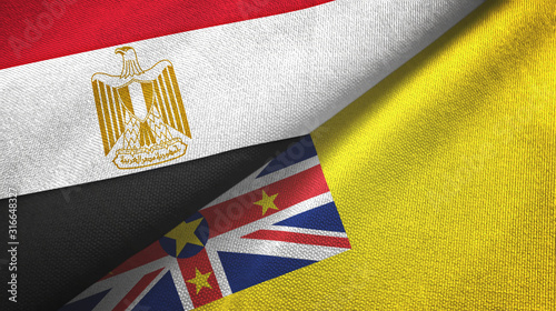 Egypt and Niue two flags textile cloth, fabric texture photo