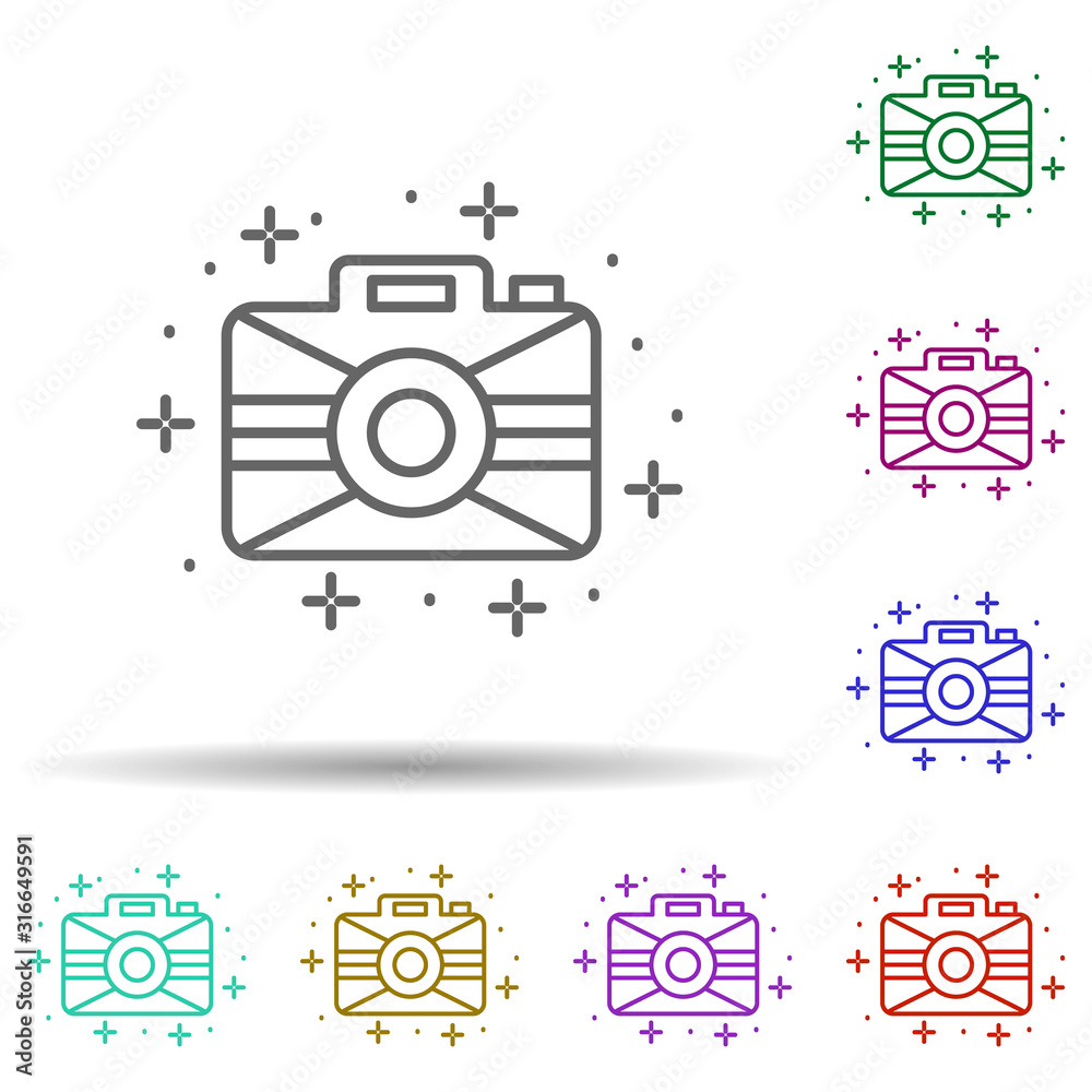 Camera, technology in multi color style icon. Simple thin line, outline vector of geography icons for ui and ux, website or mobile application Camera, technology in multi color style icon. Simple thin line, outline vector of geography icons for ui and ux, website or mobile application