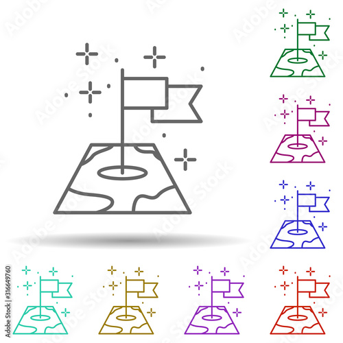Flag, map in multi color style icon. Simple thin line, outline vector of geography icons for ui and ux, website or mobile application