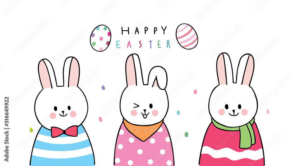 Cartoon cute Easter day rabbits and colorful eggs vector. Cartoon cute Easter day rabbits and colorful eggs vector.
