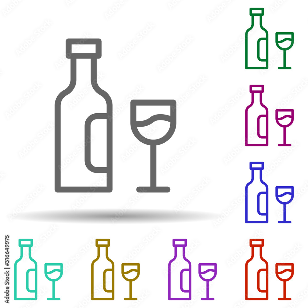 Wine, italy in multi color style icon. Simple thin line, outline vector of italy icons for ui and ux, website or mobile application