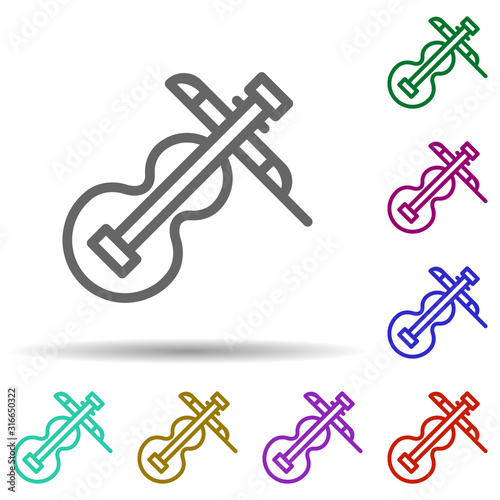 Violin, instrument, italy in multi color style icon. Simple thin line, outline vector of italy icons for ui and ux, website or mobile application