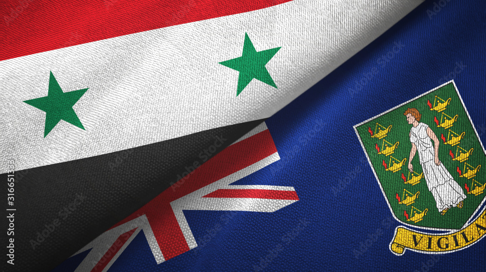 Syria and Virgin Islands British two flags textile cloth, fabric texture Syria and Virgin Islands British two flags textile cloth, fabric texture