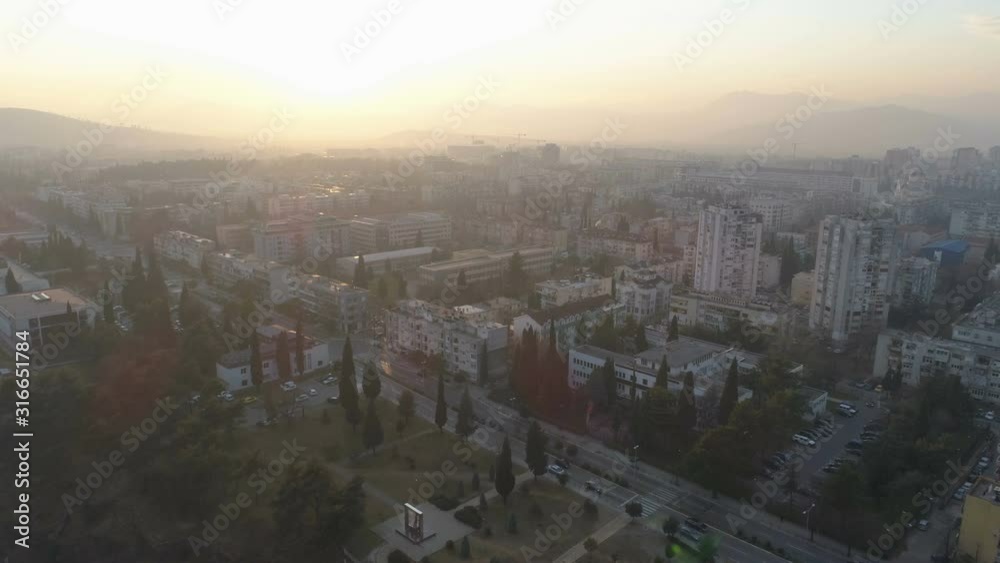 aerial view of Podgorica city during sunset aerial view of Podgorica city during sunset