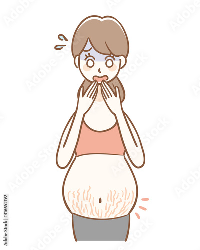 Pregnant woman suffering from pregnancy line