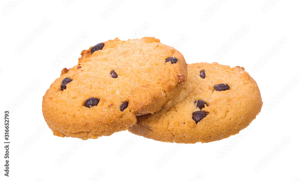 homemade chocolate chips cookies on white background, clipoing paths homemade chocolate chips cookies on white background, clipoing paths