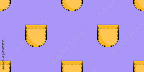 Vector pattern with yeliow pockets on colored background. Seamless texture for baby clothes, bed linen, wrapping paper