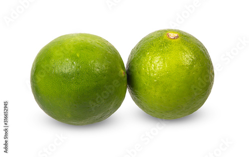 Fresh lime isolated on white background, clipping paths