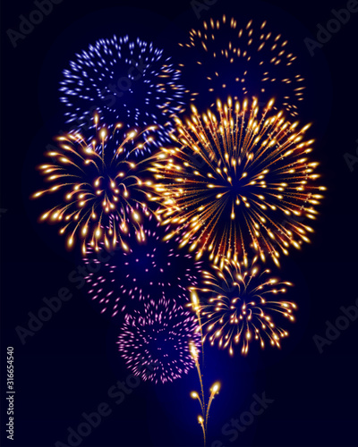 Colorful fireworks festival background with copy space