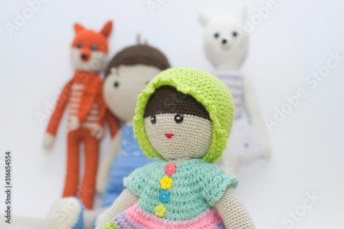  Crochet knitted dolls, called amigurumi