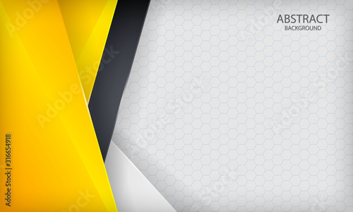 Yellow, white, black overlap background. Modern vector template.