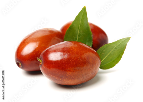 jujube or chinese date on white background