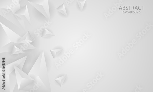 White light gray triangle background. Modern geometric background with 3d triangles.