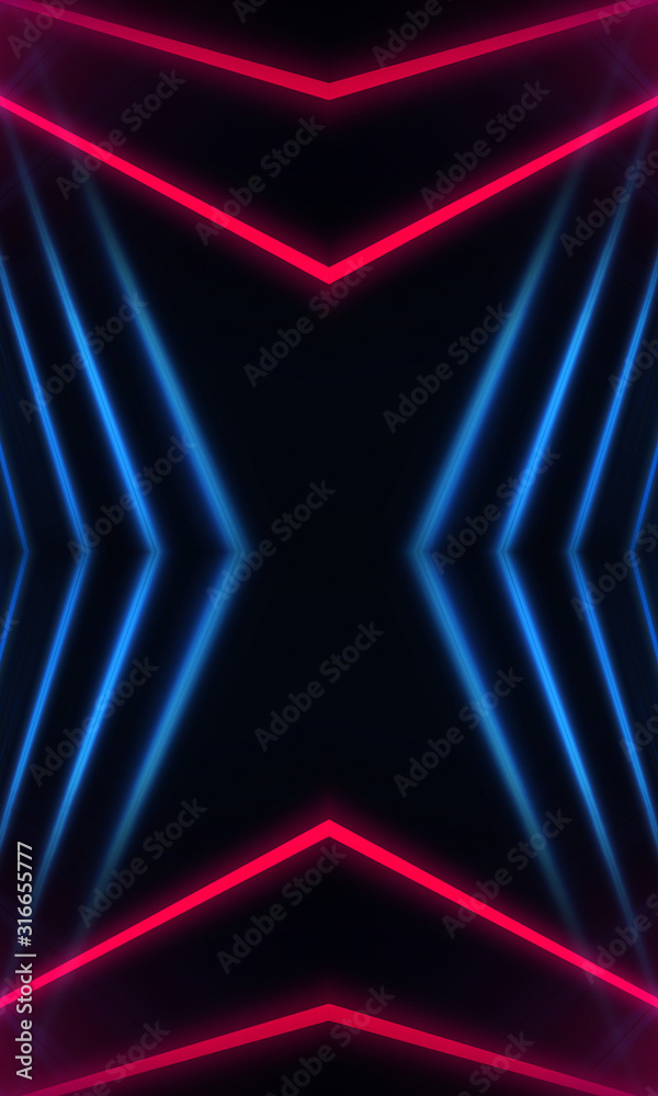 Dark neon background with lines and rays. Blue and pink neon. Abstract futuristic background. Night scene with neon, light reflection. Neon lines, shapes. Multi-colored glow, blurry lights. Dark neon background with lines and rays. Blue and pink neon. Abstract futuristic background. Night scene with neon, light reflection. Neon lines, shapes. Multi-colored glow, blurry lights.