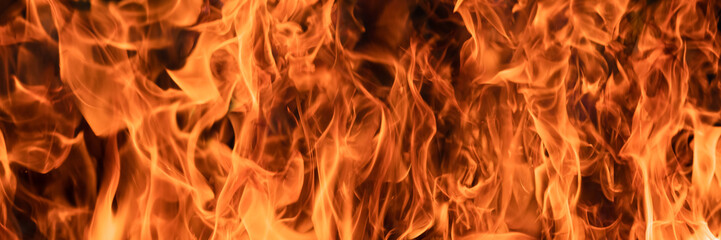 panorama background of hot fire flame