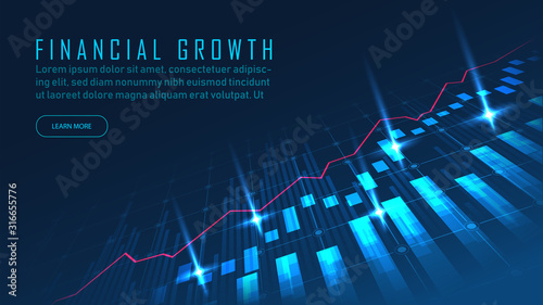 Stock market or forex trading graph concept photo