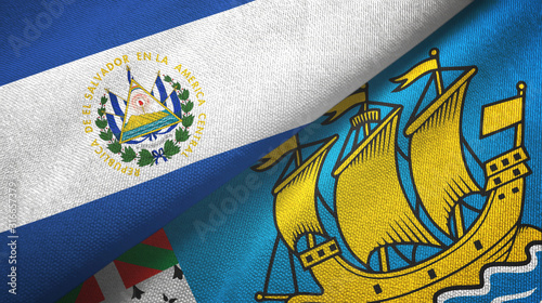 El Salvador and Saint Pierre and Miquelon two flags textile cloth photo