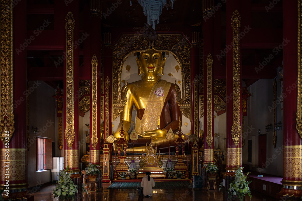 Inside Buddhist Temple in Chiang Mai, Thailand