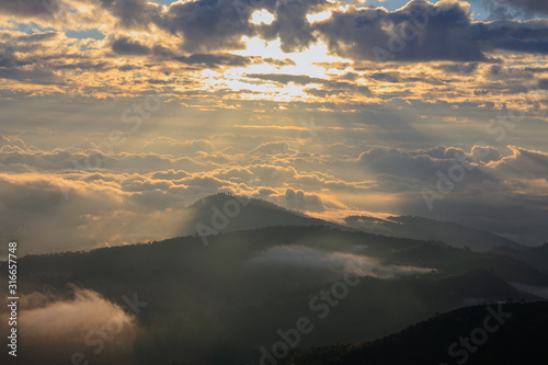 Landscape clouds and mist The morning in a beautiful view point © changphoto