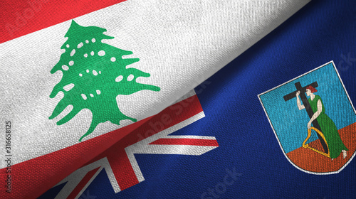 Lebanon and Montserrat two flags textile cloth, fabric texture photo