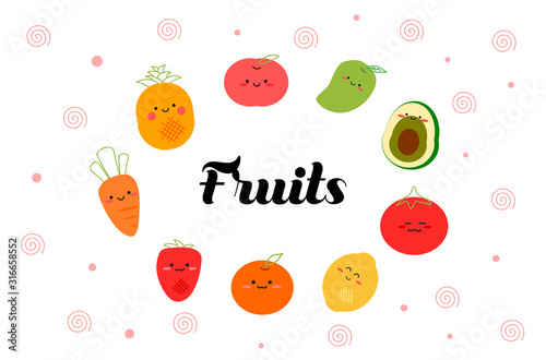 Colorful fruit, many fruit species