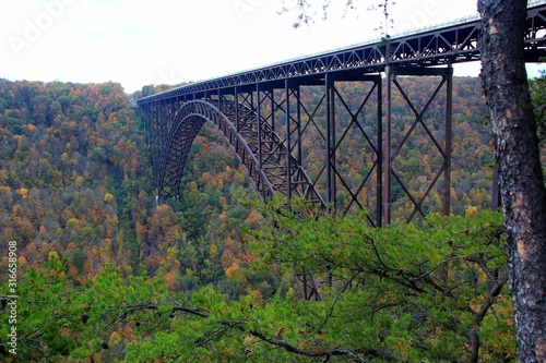 New river gorge bridge in west virginia sorrounded by fall colors