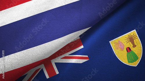 Thailand and Turks and Caicos Islands two flags textile cloth, fabric texture photo