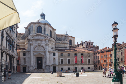VENICE  ITALY - JUNE 15  2016 View to San Geremia church  Chiesa di San Geremia  on San Geremia square  campo San Geremia   located in the sestiere of Cannaregio  Venice  Italy