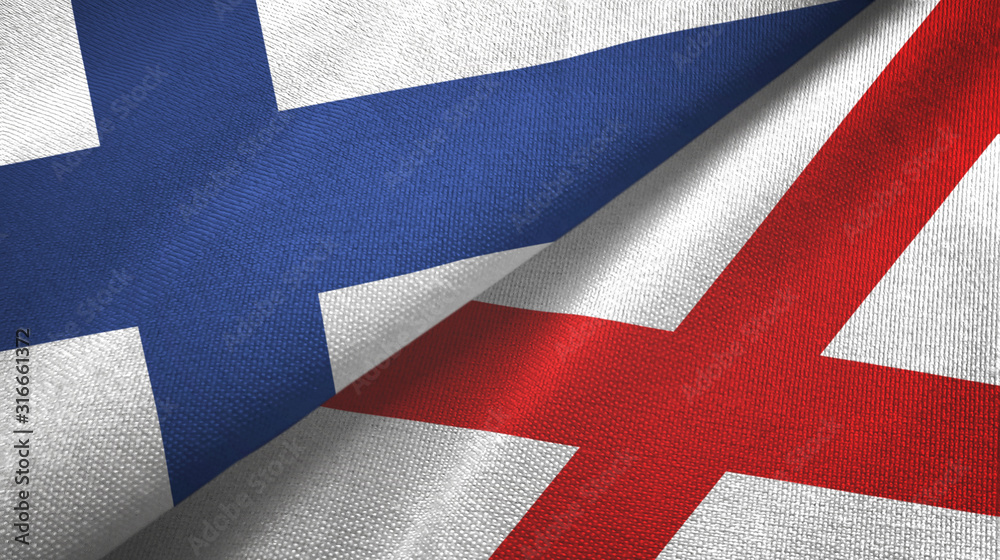 Finland and Northern Ireland two flags textile cloth, fabric texture Finland and Northern Ireland two flags textile cloth, fabric texture