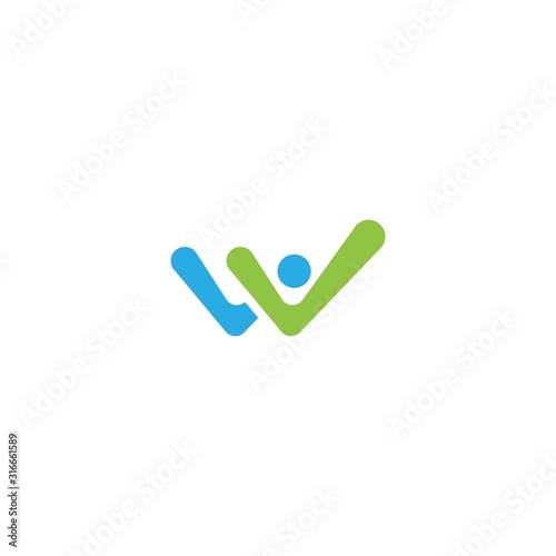 W letter initial Community, network and social logo