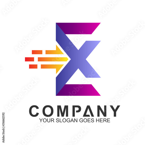 EX logo, letter E and letter X with fast movement shape, express icon,delivery service logo