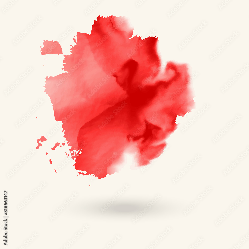 Abstract red watercolor element for web design. Vector.