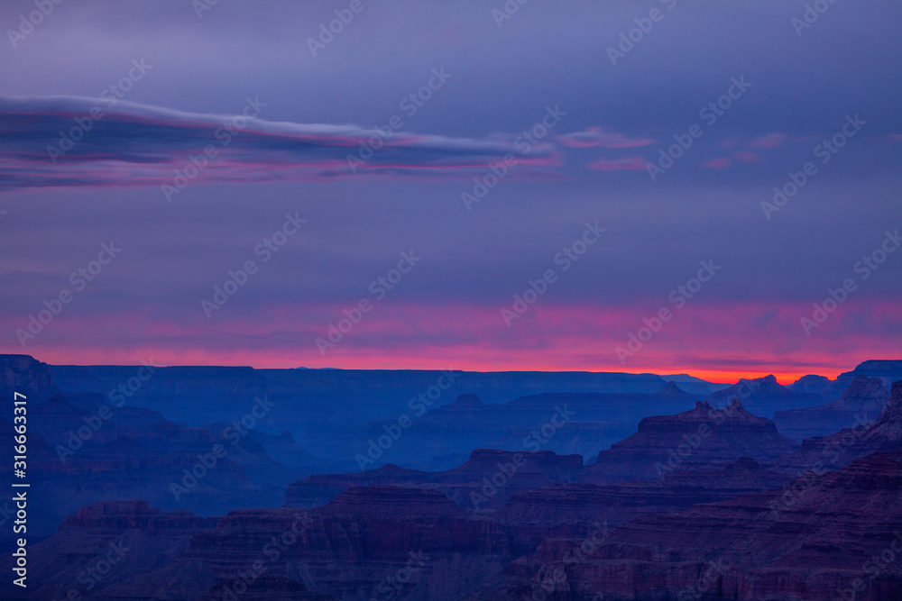 Overlook in Grand Canyon National Park at twilight