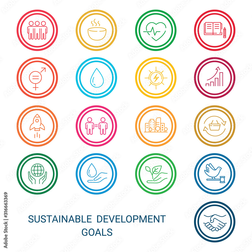 Icons Set .Sustainable Development Goals. 