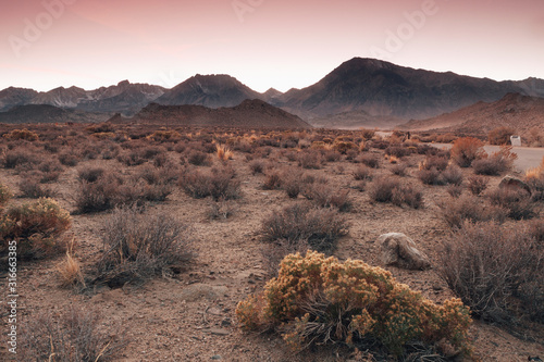The Butttermilks in the Sierra Nevada of California at sunset photo