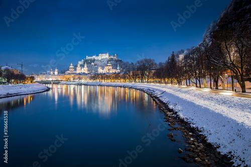 Salzburg old town at twilight in winter, Austria © JFL Photography
