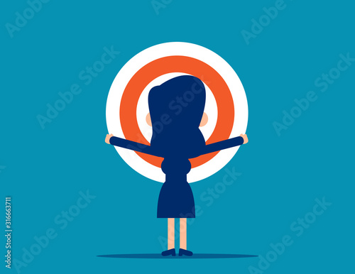 Target successfully. Holding target. Flat cartoon vector illustration