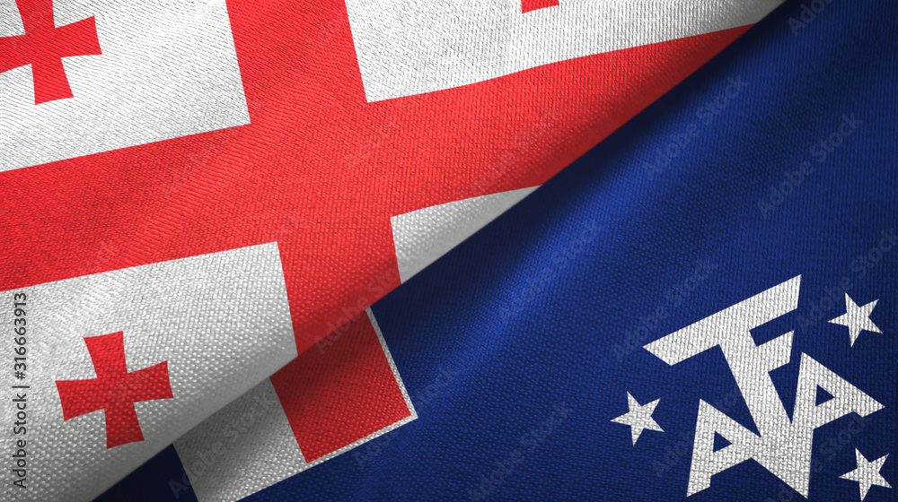 Georgia and French Southern and Antarctic Lands two flags textile cloth Georgia and French Southern and Antarctic Lands two flags textile cloth