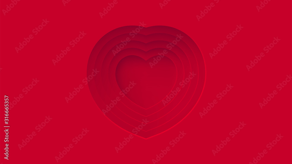 Red hearts abstract center space background