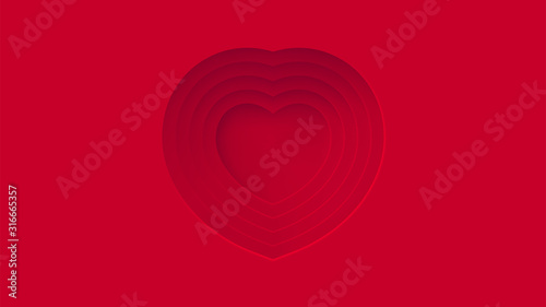 Red hearts abstract center space background