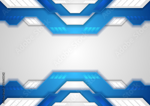 Blue grey tech corporate geometric abstract background. Vector design