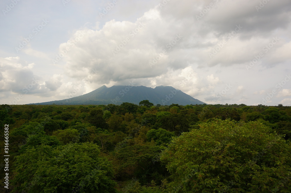 landscape with mountains and clouds